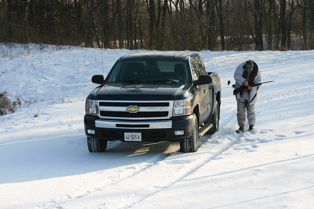 Drive-bys are a good option during the canine breeding season, when coyotes and foxes are often up on their feet during the day. If a critter is spotted, the hunter can drive out of sight and devise a plan to intercept it.
